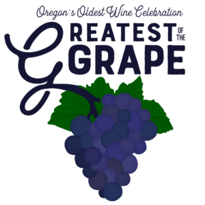 Greatest of the Grape Logo with a cluster of grapes and text listing Oregon's Oldest Wine Celebration