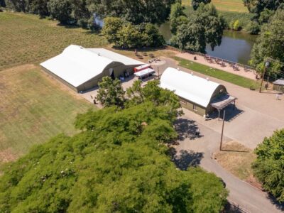 Richwine vineyards Oregon tasting room event venue drone view