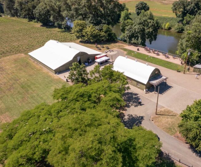 Richwine vineyards Oregon tasting room event venue drone view